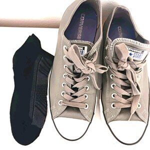 Converse Leather All Star Grey Shoes Unisex Men Size 10 + Socks